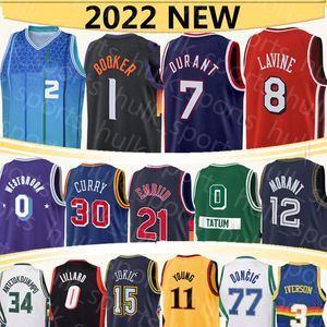 Jerseys de basquete Devin 1 Booker 0 Westbrook 7 Durant Lamelo 2 Bola Tatum Lavine Wade Jokic Antetokounmpo Morant Leonard Lillard Young