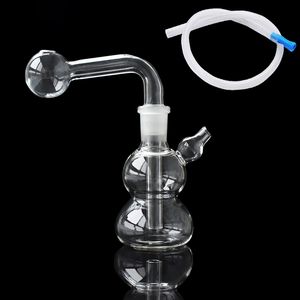 Gourd Shape 3.4 inch Mini 14mm Female Smoking Pipe Small Clear Glass Percolater Bong Dab Rig with Tobacco Bowl Shisha Diposable Glass Pipes Oil Burner Accessories