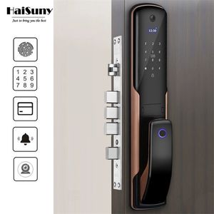 Smart Door Lock Biometric Fingerprint Lock Security Password Electronic Lock Key IC Card Unlock To Brazil 201013