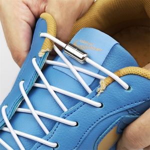 Reflective Circular Elastic Shoe Laces Inget slips Shoelaces Metal Lock Lazy Laces for Kids and Adult One Size Fits All Shoe 220713