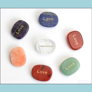 Arts And Crafts Arts Gifts Home Garden Pieces Natural Chakra Stones Engraved Love Of Positive Word Palm With A Pouch Drop Delivery