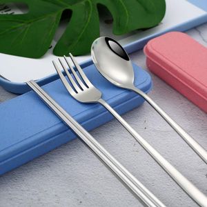 Flatware Sets Stainless Steel Korea Spoon Chopsticks Gift Box Dinnerware Travel Cutlery Set Portable Tableware SetFlatware