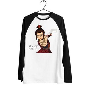 T-shirt da uomo T-shirt unisex a maniche lunghe da baseball con rifiniture nere Avatar The Last Airbender Azula T-shirt stampata quasi perfetta