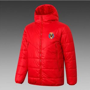 21-22 Villarreal CF Piumino da uomo con cappuccio giacca invernale per il tempo libero cappotto sportivo con cerniera intera Sport Felpa calda per esterni LOGO personalizzato