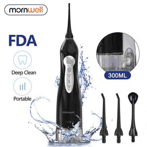 Mornwell-HF-5 oral irrigator, tandtrådsvatten, bärbar USB-laddning, vattenstråle, 4-nålstråle, 300 ml, 3 mol 220511