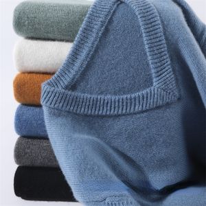 남성 캐시미어 스웨터 캐주얼 가을 겨울 따뜻한 풀오스 최고 고품질 면화 클래식 니트 v- 넥 남성 스웨터 220815