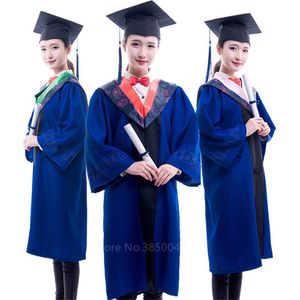 Set di abbigliamento Studente universitario College Ragazza della scuola superiore Uniforme Classe di laurea Gruppo Abito accademico Giacca Cappello Uomo Donna VestitoPanno