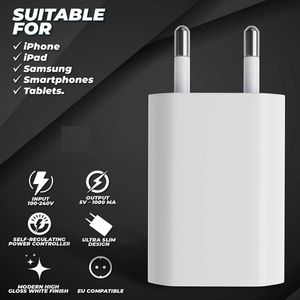 Adaptador universal 5W UE Plug Plug Travel USB Carregador de parede 5V/1A Carregamento rápido para iPhone 6 6S 7 8 Plus x xs max xr telefone celular Adaptador