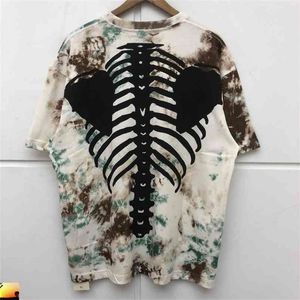 Camiseta kapital masculino homem ósseo esqueleto de camiseta hip hop splash tinta arte tee 210420