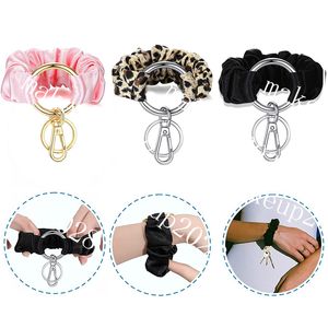 5 Cores Chave de punteiro de keara de leopardo Keychains multifuncionais anel de cabelo Elastic Elastic Bacelelet Techa -chave Tecking Chairing