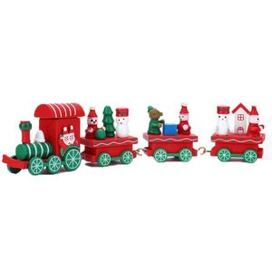 Interior Decorations Small Train Christmas Cute Wooden Mini Sleigh Ornaments Kids Xmas Toy Gift For Party Kindergarten DecorationInterior