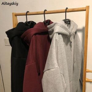 Утолщные толстовки женщины базовая мода Ulzzang Solid Allmatch Lake Preppy Teans Pulver Стильная одежда с длинным рукавом 220815