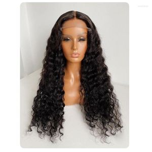 Synthetic Wigs Water Wave Lace Front For Women Loose Curly With Baby Hair Black Frontal Cosplay Wig Kend22