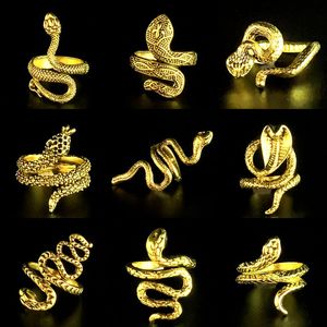Wholesale snake rings men for sale - Group buy mix gold snake punk alloy band rings fit for women men kinder gothic cool vintage gifts jewelry