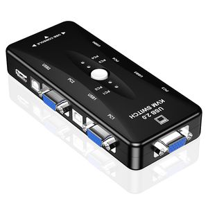 Switcher USB 2.0 KVM 4 portas em 1 conectores de saída 4K 1080p VGA Splitter Box para compartilhar o monitor do mouse do teclado