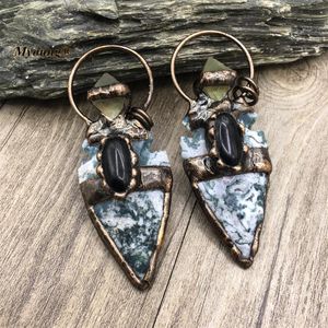 Kolye Kolyeleri Boho Takı Büyük El Nömert Arrowhead Şekiş Doğal Yosun Agates Vintage Kolye Kolay My220748Pendent