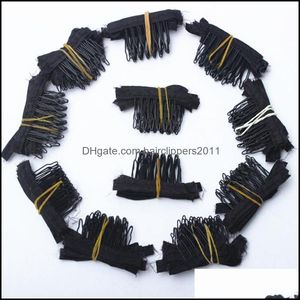 Peruk Caps Hair Accessories Tools Products 50 PCS Black Color Combs Clips och med 5Teeth för Cap Perukar som gör förlängningar Drop Delivery 2021