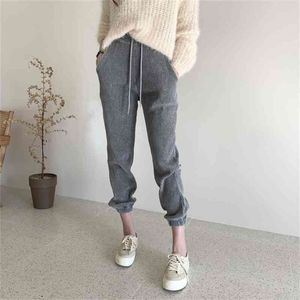 jxmyy 패션 제품 구덩이 코디 코디 로이 바지 탄성 허리띠 넓은 느슨한 다리 바지 캐주얼 바지 여성 210412