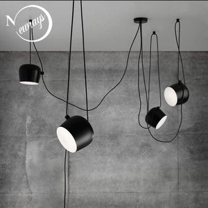 Lampy wiszące nowoczesne przemysłowe kreatywne jadalnia aluminium LED E27 światła Living Bar Home Black/White Dekoracyjna wisząca lampa latarnia