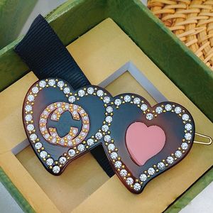 Hair Clips Barrettes brand sweet pink heart hair clips barrettes popupal fashion luxury letters shining crystal bling diamond pins wo177R