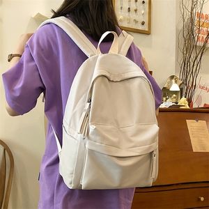 Simple Solid Color Backpack Women Waterproof Nylon School Bags For Teenager Girls Bookbag Lady Travel Backbag Shoulder Bag 220809