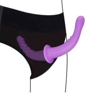 ダブルディルドクリトリス刺激装置肛門膣マッサージgスポットペニスストラップレスストラップンレズビアンの女性のためのセクシーなおもちゃ