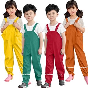 2 8 anni Bambini Ragazzi Ragazze Pioggia Complessivamente Impermeabile Pantaloni per bambini Sport all'aria aperta Tuta Vestiti con fodera Salopette per bambini 220808