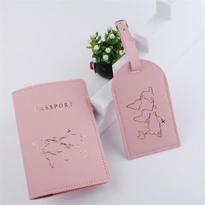 Wholesale map bag leather for sale - Group buy Card Holders Short Map Passport Holder Book Protective Cover Pu Leather Id Bag Luggage Tag Set3260