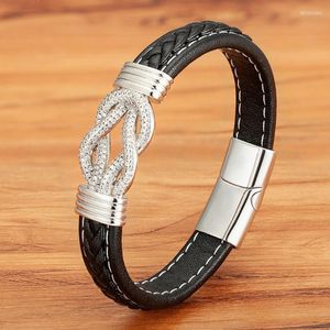 Bracelets de charme estilo punk cristal em aço inoxidável trança de couro magnético acessórios de pulseira de jóias de joias lars22 Lars22