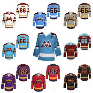 Mitness Cutom Gordon Bombay # 66 Dalgalar Mighty Ducks Film Jersey Yeni Dikiş Herhangi Bir Renk Herhangi Boyutu Koleji Hokey Formaları