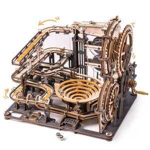 Robotime Rokr Marble Night City 3D Wooden Puzzle Games Assembly Waterwheel Model Toys for Kids Kids Birthday Gift 220715