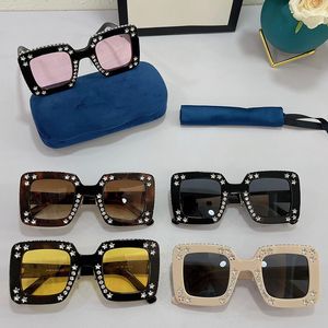 New popular square diamond-studded mens and womens sunglasses fashion super strong GG0780S outdoor driving UV protection top quality with original box