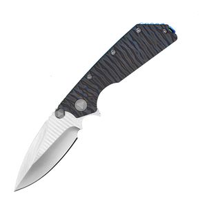 Nuovo arrivo Flipper Knife D2 Satin Drop Point Blade TC4 Maniglia in lega di titanio Cuscinetto a sfere Rondella Sopravvivenza Coltelli pieghevoli tattici con strumenti di riparazione 2 Stili di manico