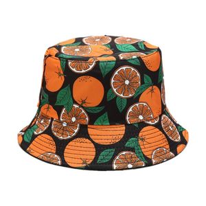 Berets 15 Style Four Seasons Cotton Fruit Pattern Print Bucket Hat Fisherman Outdoor Travel Sun Cap Hats For Men And Women 131Berets