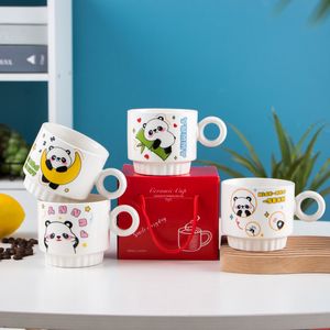 260ml Mug Couple Ceramic Cups Girl Cute Water Cup With Lid Creative Breakfast Cup Home Coffee Cup