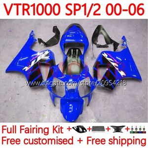 Bodywork Kit för Honda VTR1000 RC51 SP1 SP2 RTV1000 2000-2006 BODS 110NO.77 VTR-1000 00 01 02 03 04 05 06 VTR 1000 2000 2001 2002 2002 2003 2004 2005 2006 FAIRING FACTORY BLÅ