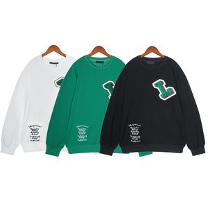 Herrtröjor tröjor män hoodies pullover designer lyx huvtröja flockar bokstäver bomull tröja avslappnad vit svart grön jumper glwg