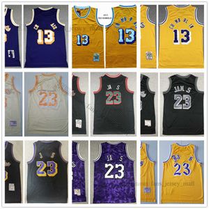 Maglie da basket Ed # 13 Retro # 23 e # 32 di alta qualità 1971-72 1991-92 Maglia da città nera gialla viola bianca