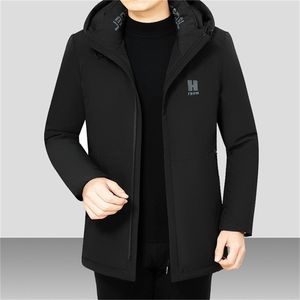 Zima Down Down Parca's Solid Jacket Arvrival Gruba ciepła płaszcz Długa kurtka z kapturem wiatrowoodporna wyściełana płaszcz mody 4xl 201209
