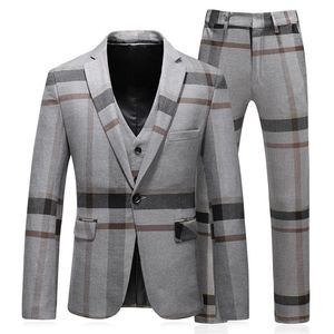 3ピースTerno Masculino Slimフィット良質ファッションストライプメンズスーツデザイナー2018プラスサイズ5xl T200303