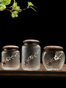 Storage Bottles & Jars Amgoth Sealed Glass Food Fruit Tea Jar Honey Bottle Small Containers Wood Craft Kitchen Box 500ml 800ml