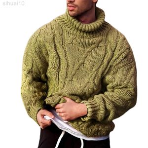 남자 스웨터 패션 가을 가을 겨울 트위스트 브레이드 니트 스웨터 거북 목 점퍼 스웨트 셔츠 L220801