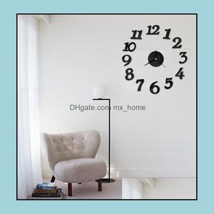 Wall Clocks Home Decor Garden Wholesale New Diy Clock Self Adhesive Decal Modern Digit Number Room Interior Decoration Drop Delivery 2021