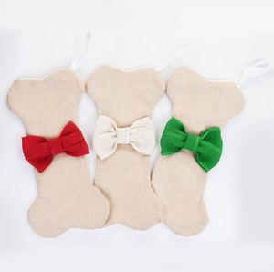 Ossos de cães Meias de Natal Papai Noel Candy Candy Socracha Bowknot Sock Chas Tree Pinging Festival Party Decoration SN4679