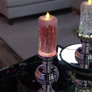 Rechargeable Colour Electronic LED Waterproof Candle With Glitter Colour Changing LED Water Candle A1 220527