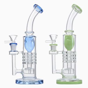 Hookahs Inverted Showerhead Hookahs Glass Bong Torus Bongs Barrel Perc Water Pipe Ratchet Perc Thick Dab Oil Rigs With 14mm Female Joint Bowl YQ02