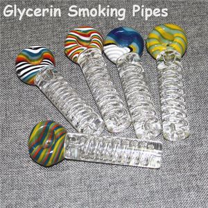 Tütün El Başlı Cam Borular Pyrex Kaşık Bongs Yağ Burçları Tırnak Sigara içme borusu Kalın Gliserin Boruları