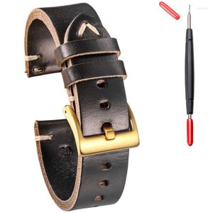 Titta på band Hemsut Horse Hip Leather för män Kvinnor Horween Chromexcel Quick Release Handmased Strap Soft Vintag Hele22