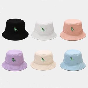 Basker kreativa söta grodmönster hink hatt broderi sommarfiskare solskyddsmedel fritid solskydd unisex panama capberets