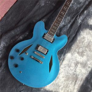 E-Gitarre Sir Dave Groll, halbleerer Korpus, Griffbrett aus Palisander, 6 Saiten, silbernes Zubehör, Gitarrenunterstützung auf höchstem Niveau